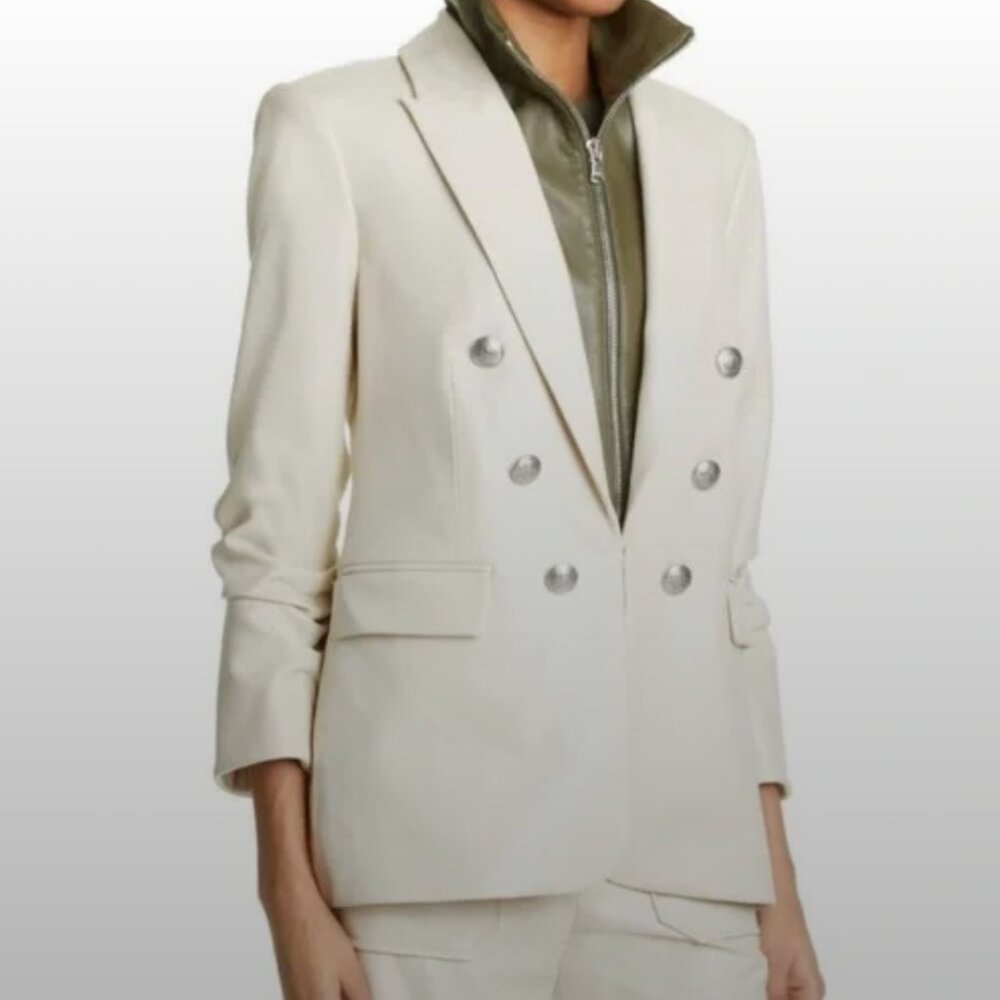 Veronica Beard Beacon Double Breasted Faux Leather Dickey Jacket size 12